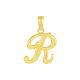 14k yellow gold high polish letter “r” pendant front view