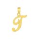 14k yellow gold high polish letter “t” pendant front view