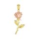 14k two tone gold rose pendant front view