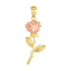 14k two tone gold rose pendant front view