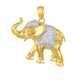 14k Gold Two Tone Elephant Charm Pendant 