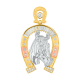 14k Gold Tri Color Horseshoe with Cubic Zirconia Pendant 