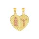 14k gold two-tone break-away guadalupe and crucifix heart pendant front view