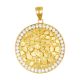14K Yellow Gold Round Nugget Cubic Zirconia Pendant
