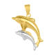 14K Two Tone Gold Dolphin Hollow Pendant