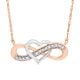 14k Rose Gold Two-Tone Heart Infinity Necklace pendant close up