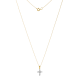 14k Yellow Gold 6 Diamond Cross Necklace 