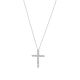 14k white gold cross diamond necklace front view