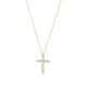 14k yellow gold cross diamond necklace front view