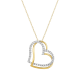 14k gold two tone double heart diamond pendant necklace hanging view
