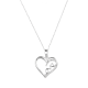 14k white gold love heart diamond necklace