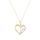 14k yellow gold love heart diamond necklace hanging view