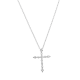 14k white gold 1/6ctw diamond cross necklace front view