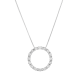 14k white gold diamond circle pendant close up