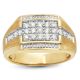 14k two-tone 3/4 ct. t.w. signet cluster men's ring front view