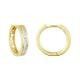 14k yellow gold 15mm diamond huggies front and side view
