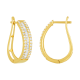 14k yellow gold baguette and round cut diamond hoops 1ctw front and side view