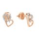 14k Rose Gold Interlocking Heart Earrings front and side view