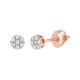 14k rose gold mini flower diamond earrings front and side view
