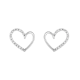 14k White Gold Diamond Heart Stud Earrings 