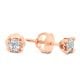 14k Rose Gold Diamond Round Cut Heart Mount Earrings front and side view