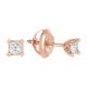 14k Rose Gold .20 Ct. T.W. Princess Cut Earrings front and side view