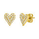 14k yellow gold elongated heart diamond earrings side view