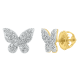 14k Yellow Gold Diamond Butterfly Earrings 