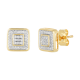 14K Yellow Gold Square Step Diamond Stud Earrings