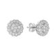 14k white gold round cluster diamond studs front and side view