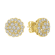 14k yellow gold round cluster stud earrings front and side view