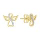 14k yellow gold angel diamond studs front and side view