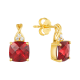 14K Yellow Gold Garnet Cushion Diamond Twist Drop Earrings