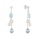 Silver Aqua, White and Grey Pearl Dangle Earrings