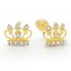 14k Yellow Gold Cubic Zirconia Crown Bell Back Earrings