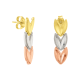 14K Tri Color Gold Chevron Dangle Earrings