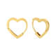 14k yellow gold high polish heart huggie earrings front and side view