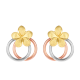 14k Gold Tri Color Plumeria & Ring Earrings 