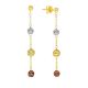 14K Tri Color Gold Hanging Diamond Cut Beads Earrings