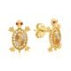 14k Gold Tri-Color Cubic Turtle Zirconia Earrings