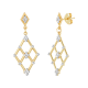 14K Gold Two Tone Diamond Cut Marquise Design Earrings