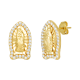 14K Yellow Gold Lady of Guadalupe Cubic Zirconia Stud Earrings