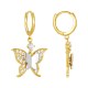 14K Two Tone Gold Butterfly Dangle Earrings