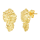 14k yellow gold nugget earrings front and side view
