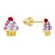 14k Yellow Gold Cupcake Earrings