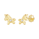 14k Yellow Gold Unicorn Cubic Zirconia Earrings 