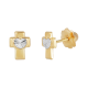 14k Yellow Gold Cross With Diamond Cut Heart Earrings 