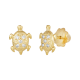 14k Yellow Gold Turtle Cubic Zirconia Earrings