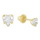 14k Yellow Gold Children's Heart-Shaped Cubic Zirconia Earrings