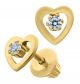 14k Yellow Gold Children's Open Heart Cubic Zirconia Earrings
